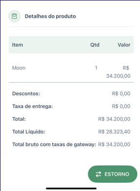 Comprovante de venda de R$34.200,00